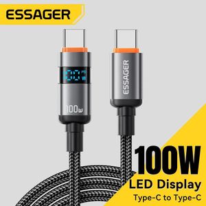 ESSAGER Type C à Type C câble 5A PD charge rapide USB C vers USB C câble d'affichage pour Macbook ordinateur portable iPad Xiaomi 14 iPhone 15 100W
