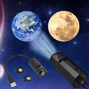 Lampe Galaxie LED avec Projection Étoiles – Veilleuse Décorative Lune et Terre