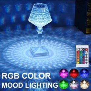LED Dimond cristal lampe de Table forme de tasse de vin 3/16 couleur lumière USB alimentation Rechargeable Dimmable veilleuse pour bureau chambre