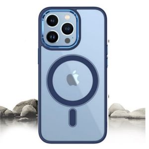 pochette iPhone 12 silicone transparent Super MagSafe bleu 