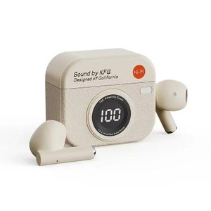 Écouteurs sans fil Bluetooth, caméra rétro, affichage créatif du niveau de batterie, casque de musique, longue durée de vie de la batterie