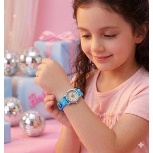 Magnifique montre enfant Barbie, Bracelet silicone doux et confortable - Bleu