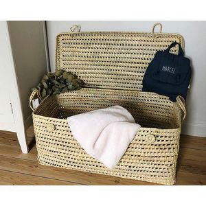 Panier à linge Beige avec Couvercle 22L - Déco Maison Maroc