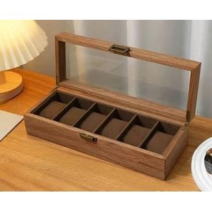Boîte à Montres en Bois Élégante avec Couvercle Transparent