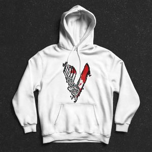 هودي سويت شيرت بغطاء للرأس للرجال - ابيض - Vikings