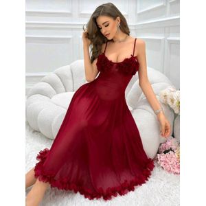 فستان لانجري مثير بشبكة مفتوحة للنساء الناضجات، طقم مكون من قطعتين، ملابس داخلية خارجية