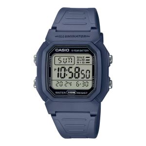 Casio Montre sport couleur bleu avec grand affichage très lisible - 10 ans d’autonomie - Etanche 100m - W-800H-2AV