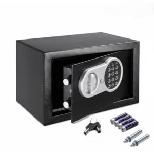 Ferri Coffre Fort à Serrure Électronique Avec Code PIN et 2 Clés, Fixations Murales et au sol 20×31×20cm