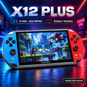Console de Jeux Portable X12 Plus Écran 7 Pouces – Plus de 10 000 Jeux Rétro, Mémoire 16 Go, Double Joystick, Sortie TV et Lecteur Multimédia MP5