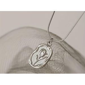 Collier élégant 1 pièce avec pendentif tulipe en acier inoxydable - Bijou floral, cadeau durable et polyvalent, convient pour un port quotidien et les occasions spéciales, conception de haute qualité