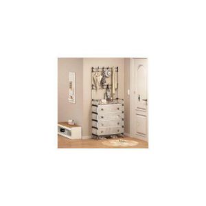 Meuble rangement 5 étages ranger chaussures porte-chapeaux manteaux métal 8 Crochets