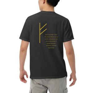 T-shirt Classique Noir - Design Fehu Golden Rune (Style Bohème)