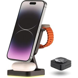 Chargeur Sans Fil Magnétique Pliable 4 en 1 – Charge Rapide pour Smartphone, Montre Connectée et Écouteurs – Avec Veilleuse LED – Type-C