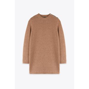 Marwa فستان قصير محبوك بلون الكراميل