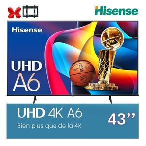 Hisense 43 Smart Tv 4K Ultra HD Système Vidaa Série A6N Dolby Vision AI Sports Mode Durant 2 Ans Garantie - 43A6N