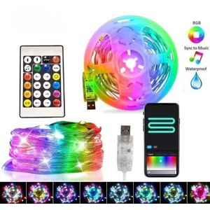 Bande Lumineuse LED RGB avec Télécommande pour Chambre, Salon, Décoration de Fête 5M