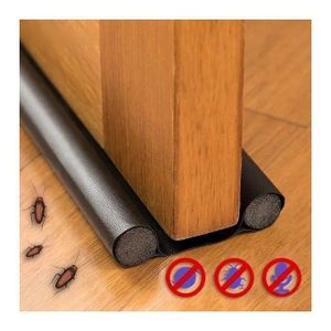 Twin Draft Guard Bande Joint Sous Bas Porte Fenetre, Tapis Anti insectes Poussiere Souris Cafard ( NOIR )