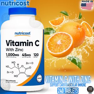 Nutricost Vitamine C 1000mg Avec Zinc 45mg Support Immune 240 Capsules