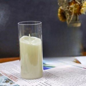 Bougie LED effet flamme dans un support en verre
