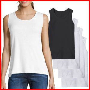 Pack De 4 Débardeurs Femme Coton Bio 1Noir+3Blanc