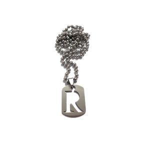 Chaine Maille Boule 2.4mm Plaque Militaire Avec Lettre W (Taille Petite) - Acier Inoxydable
