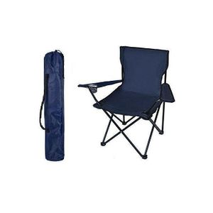Offfre Chaise de camping Siège de plage Fauteuil Munie d un porte gobelet Bleu