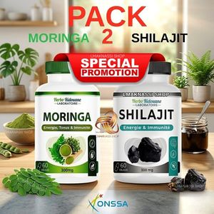 Herbo Ridouane PACK PROMO SHILAJIT 60 Gélules + Capsules Pures de MORINGA 60 Gélules,