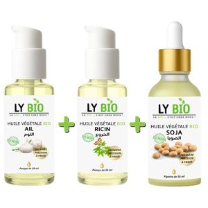 LY BIO PACK HUILE AIL 50ML - POMPE + HUILE RICIN 50ml - POMPE + HUILE SOJA 50ML - PIPETTE