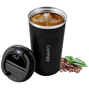 Noir)Tasse à café de voiture, Tasse de Voyage 510 ml,termosse cafe chaud,  mug Isotherme thermique avec couvercle anti-fuite,Acier Inoxydable pour café  Chaud et Froid Lait et thé 