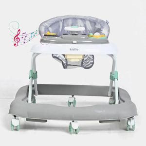 Kidilo مشاية يوبالا للأطفال - مشاية للأطفال الصغار -  أنشطة موسيقية تفاعلية، عجلات دوارة سلسة 360 درجة، ارتفاع قابل للتعديل - رمادي