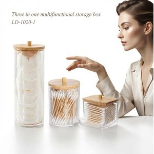 Set de Rangement Beauté – 3 Organisateurs avec Couvercles en Bambou
