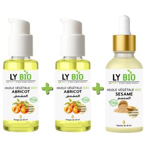 LY BIO PACK 2 X HUILE ABRICOT 50ML - POMPE + HUILE SESAME 50ml - PIPETTE