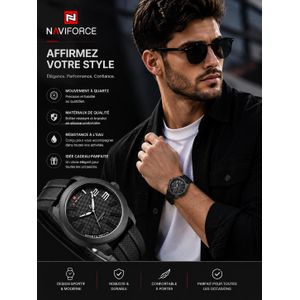 Naviforce Montre Homme Sport – Design Moderne et Élégance Noire