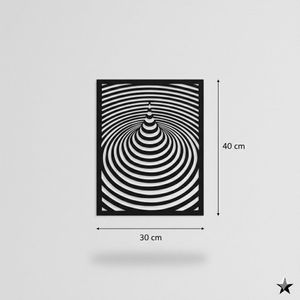 Tableau mural noir représente un effet d'optique en spirale 3D en bois MDF 30*40CM