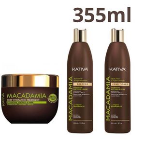 Kativa Professional Macadamia Shampoing Déméleur 355ML & masque 250ML. Sans Paraben