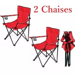 عرض أعلى كرسي التخييم والشاطئ مع حامل أكواب أحمر
