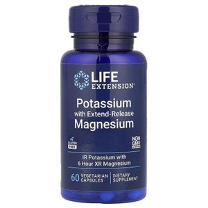 Life Extension Potassium 99 mg + Magnésium Libération Prolongée 250 mg (ZümXR®) – 60 Capsules Végétariennes – Électrolytes, Fatigue & Crampes, Fonction Musculaire