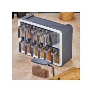 Rangement 12 pièces autocollants avec couvercles et cuillères