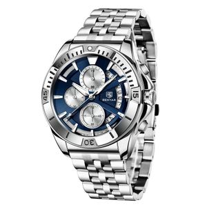Benyar  Montre Homme Sport Luxe Acier Bleu Étanche