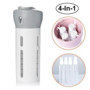 Ensemble de Flacons de Voyage 4 en 1 – Distributeur Cosmétique Rechargeable et Étanche, Contenant Multifonction pour Shampooing, Gel Douche, Lotion et Parfum.