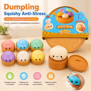 Jouet Squishy Dumpling Chinois – Bao Anti-Stress à Presser – Jouet Sensoriel Amusant – Couleur Surprise