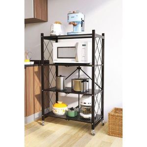 Étagère De Rangement Roulante Pliable À 4 Étagères sur roulettes, Étagère De Rangement en Acier Robuste