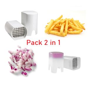 Lamacom Pack 2 in 1 Coupe frites + Coupe oignions  Coupe Légumes Manuelle