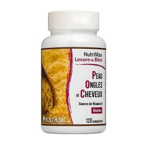 Nutrimax Levure de Bière - Source de Vitamine B & Biotine - Peau, Ongles et Cheveux - 120 Comprimés