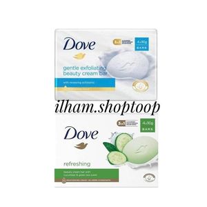 Dove  Lot de 4 barres de savon exfoliant douce+Lot de 4 barres de savon Concombre & Thé Vert (90gX8)