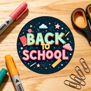 24pcs 48pcs Stickers de Bureau Style Rond Multicolore Rentrée Scolaire Texte Imprimé avec Étoiles Nuages Règle Décor pour Cahier Ordinateur Portable Fournitures de Papeterie