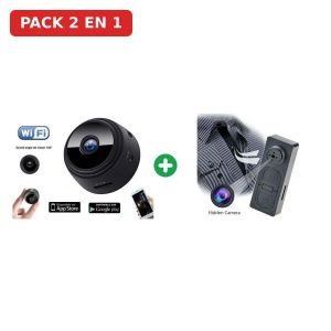 Pack Mini caméra espion WiFi IP avec la + Caméra espion à mini bouton caméra