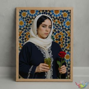 Tableau décoratif - Marilyn Monroe en tenue marocaine - Cadre Brun