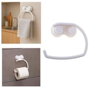 Support de Papier Toilette / Porte-Serviettes en Plastique – Fixation Ventouse – Sans Perçage – Charge 2 kg