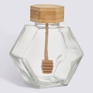 Five Pot à miel en verre avec cuillère
